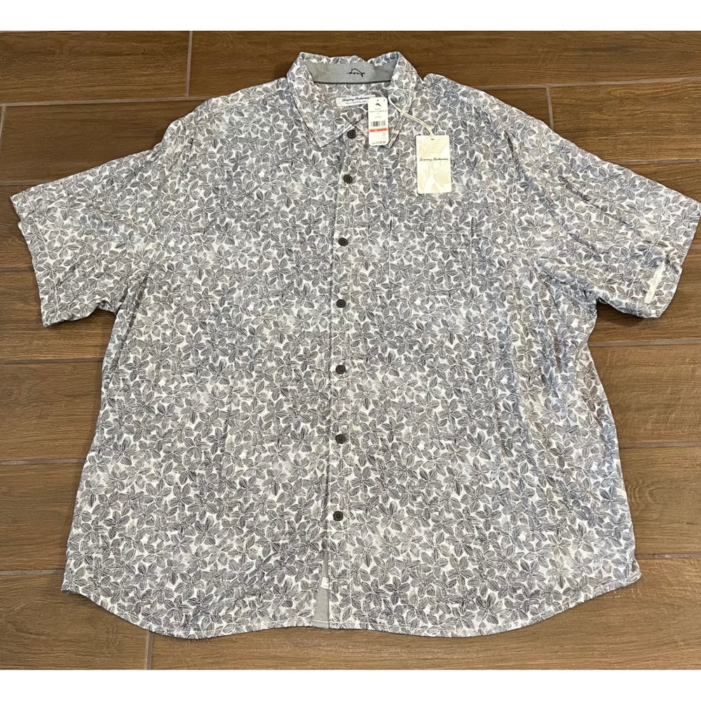 Tommy Bahama Men's Veracruz Cay Sand Dollar Shirt 3XLB Black White Floral